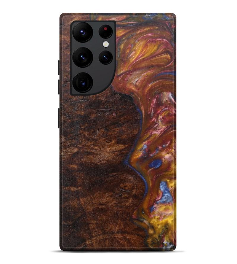 Galaxy S22 Ultra Wood+Resin Live Edge Phone Case - William (Dark Red, 591423)