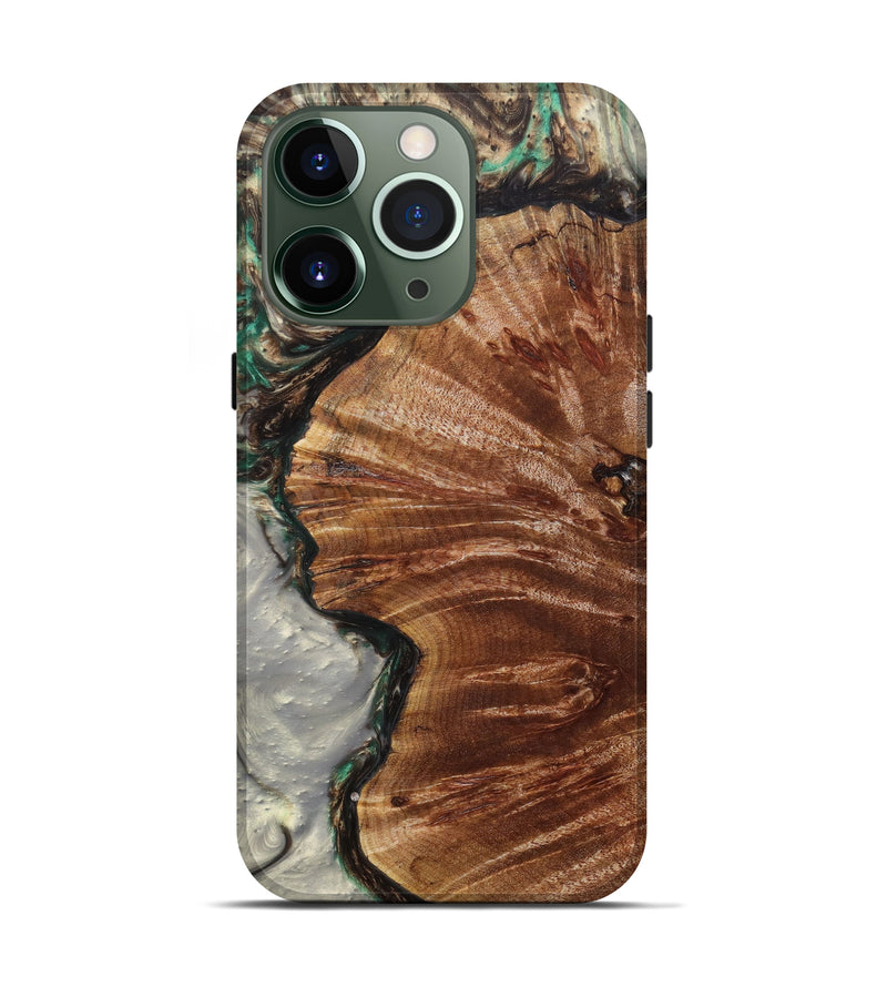 iPhone 13 Pro Wood+Resin Live Edge Phone Case - Menachem (Green, 630127)
