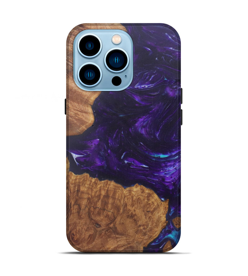 iPhone 14 Pro Wood+Resin Live Edge Phone Case - Kristy (Purple, 592529)