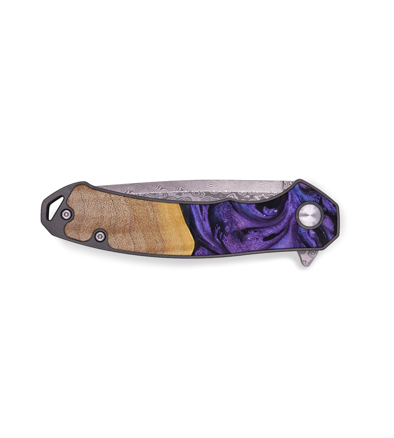 EDC Wood+Resin Pocket Knife - Aurora (Purple, 645158)