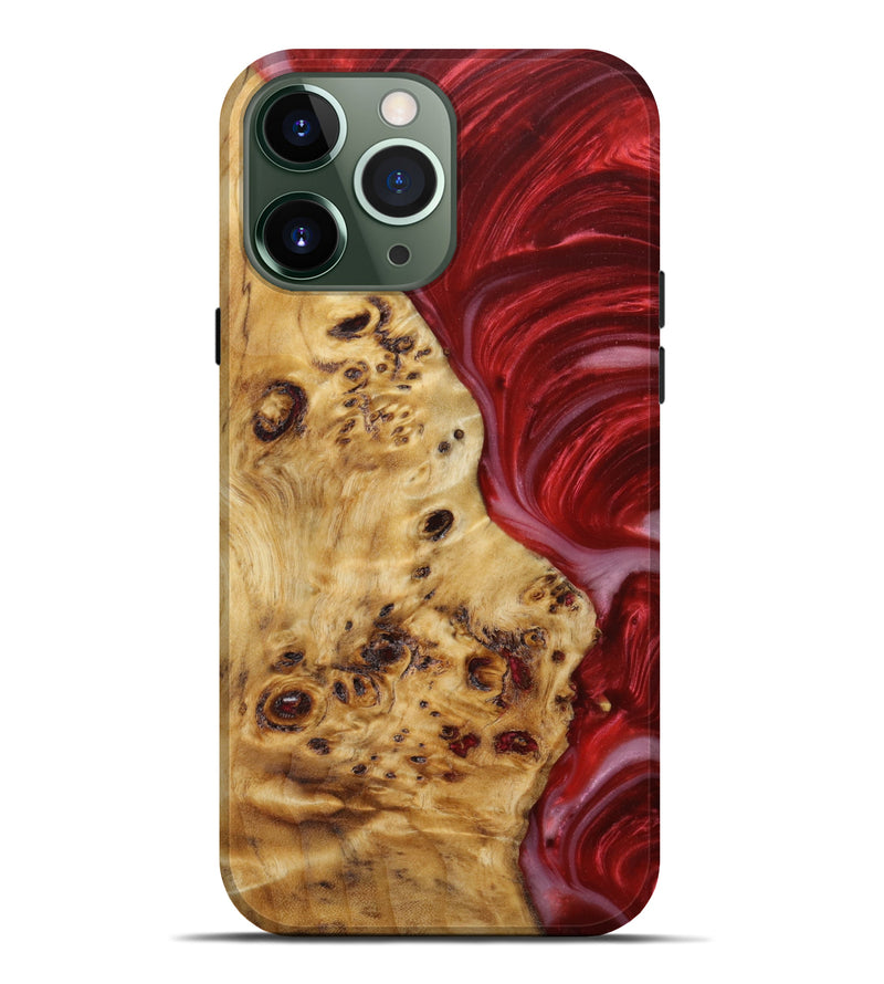 iPhone 13 Pro Max Wood+Resin Live Edge Phone Case - Muhammad (Red, 635954)