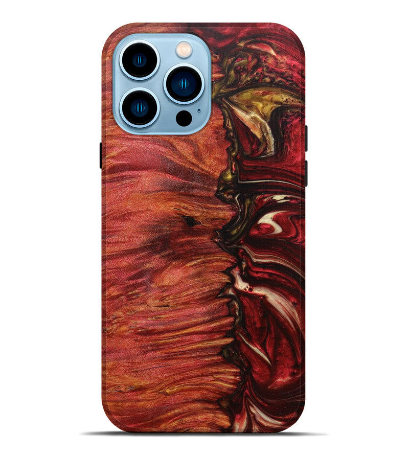 iPhone 14 Pro Max Wood+Resin Live Edge Phone Case - Hamilton (Dark Red, 596335)