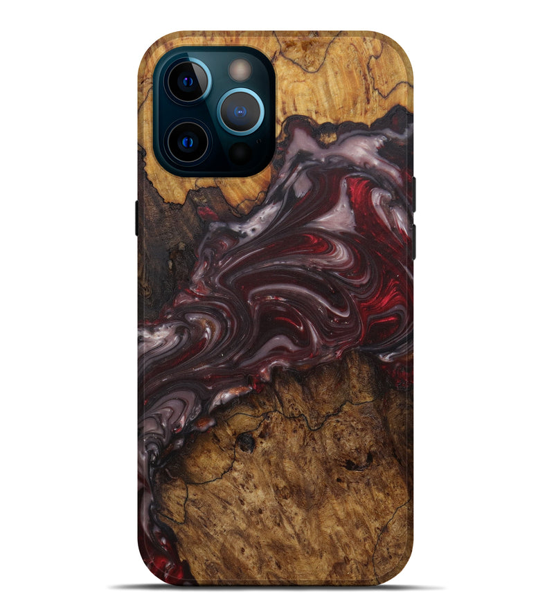 iPhone 12 Pro Max Wood+Resin Live Edge Phone Case - Ed (Dark Red, 594184)