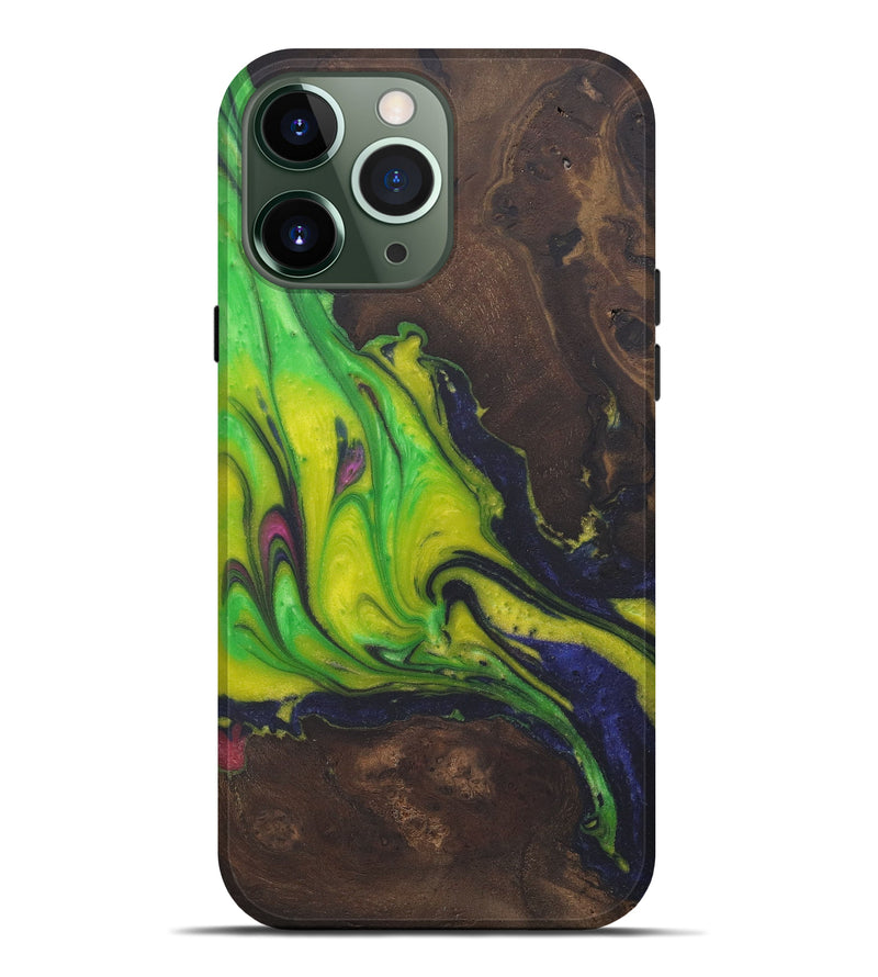 iPhone 13 Pro Max Wood+Resin Live Edge Phone Case - Newton (Dark Green, 575497)