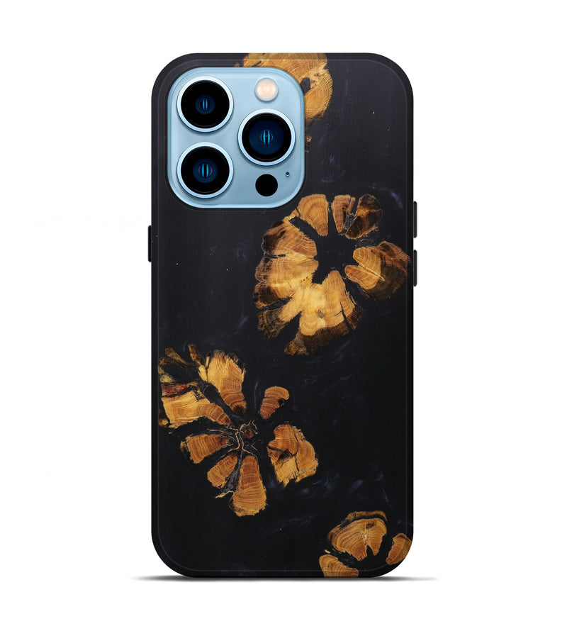 iPhone 14 Pro Wood+Resin Live Edge Phone Case - Nadiya (Pure Black, 597344)