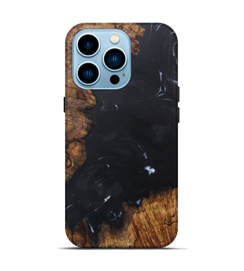 iPhone 14 Pro Wood+Resin Live Edge Phone Case - Rozanna (Pure Black, 608545)