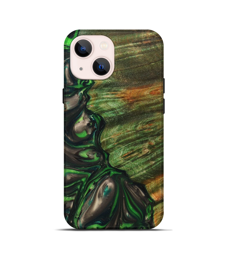 iPhone 13 mini Wood+Resin Live Edge Phone Case - Michel (Green, 630850)
