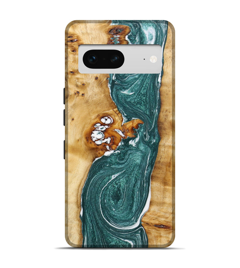 Pixel 7 Wood+Resin Live Edge Phone Case - Khloe (Green, 641132)