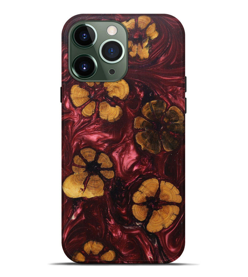 iPhone 13 Pro Max Wood+Resin Live Edge Phone Case - Roslyn (Dark Red, 600514)