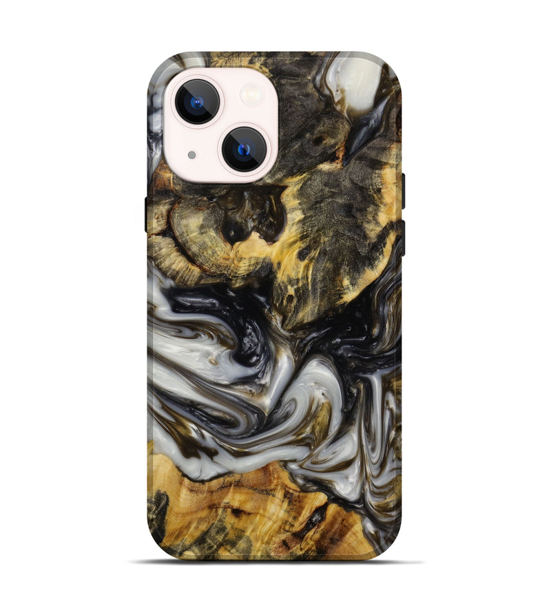 iPhone 13 Wood+Resin Live Edge Phone Case - Valentina (Black & White, 648336)