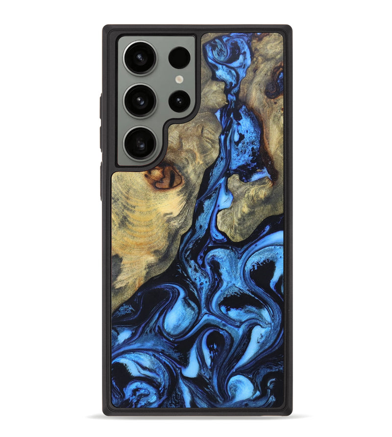 Galaxy S23 Ultra Wood+Resin Phone Case - Angie (Blue, 623680)