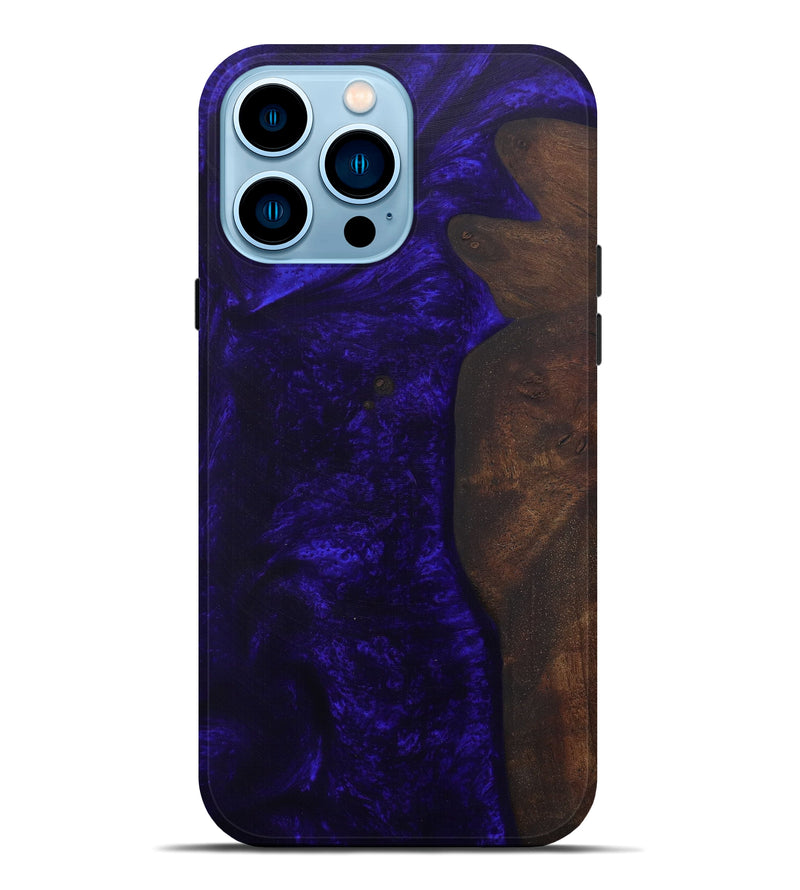 iPhone 14 Pro Max Wood+Resin Live Edge Phone Case - Akemi (Dark Blue, 585583)