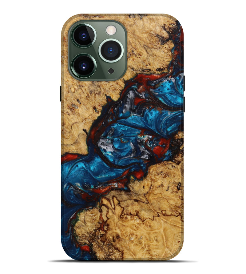 iPhone 13 Pro Max Wood+Resin Live Edge Phone Case - Achilles (Blue, 623006)