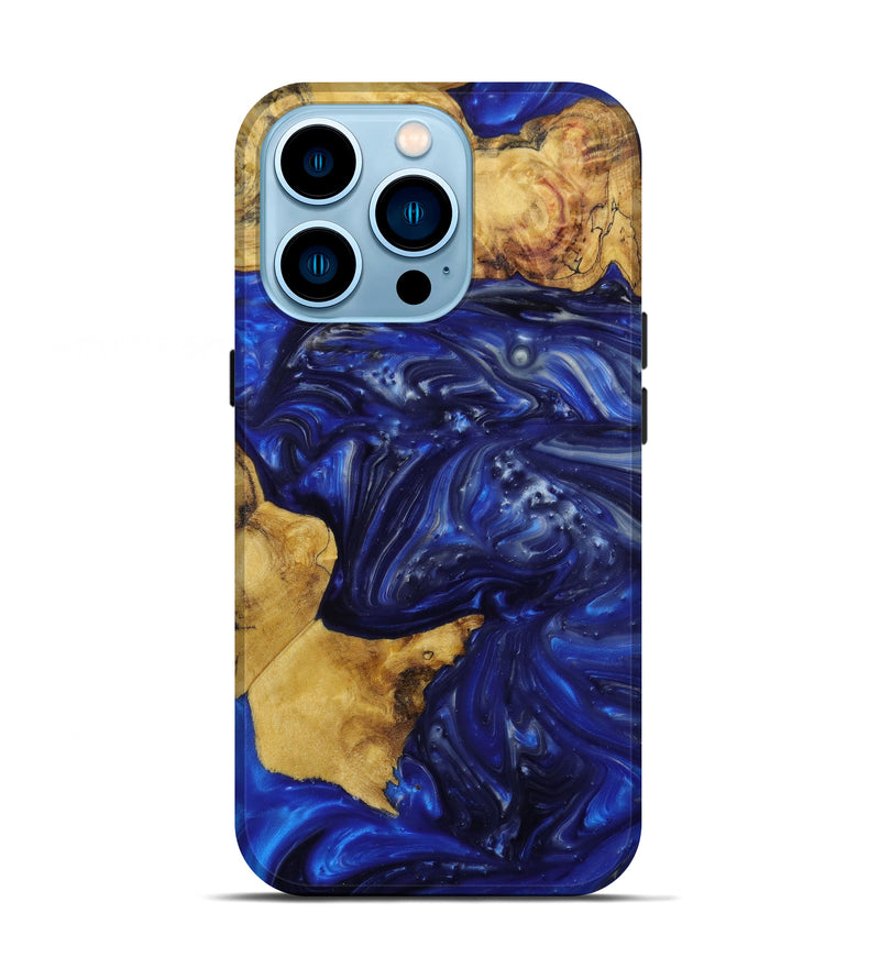 iPhone 14 Pro Wood+Resin Live Edge Phone Case - Alaya (Blue, 646718)
