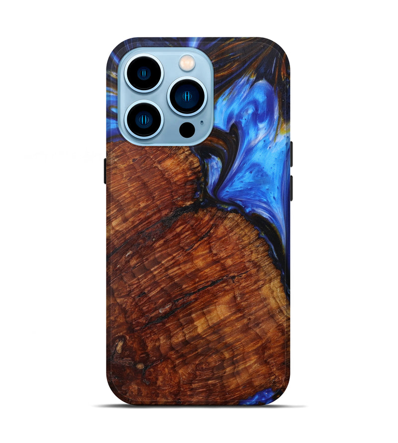 iPhone 14 Pro Wood+Resin Live Edge Phone Case - Keaton (Blue, 622879)