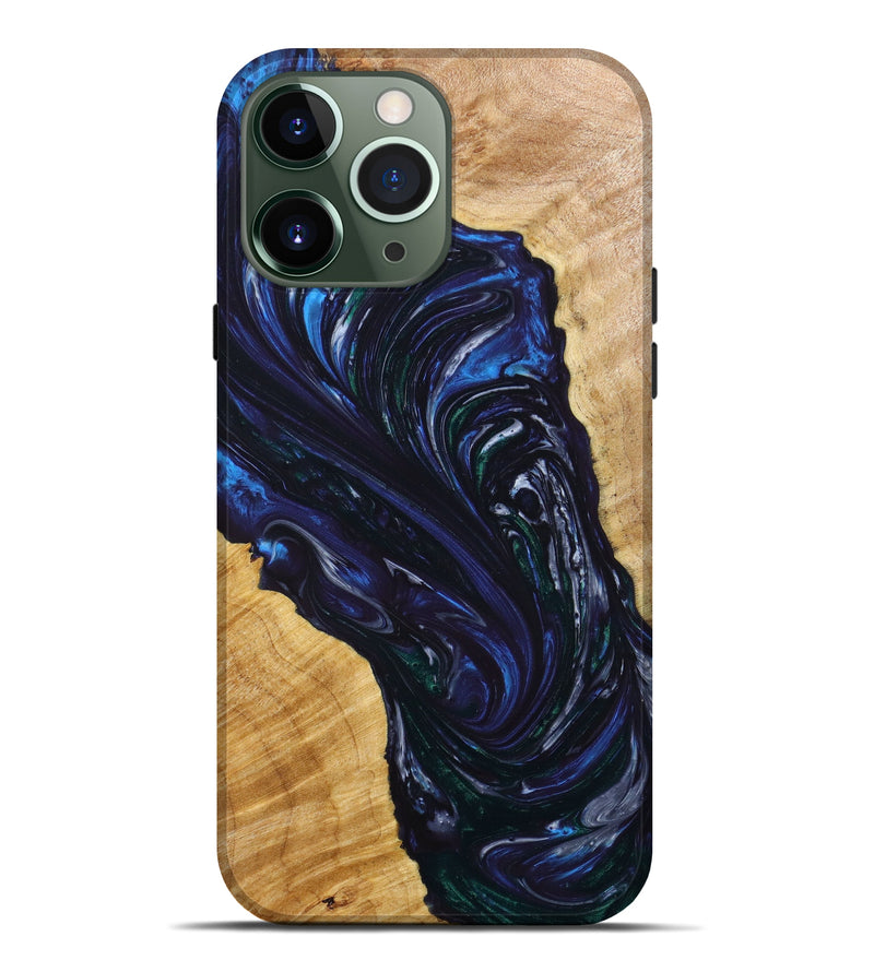 iPhone 13 Pro Max Wood+Resin Live Edge Phone Case - Heather (Blue, 639605)