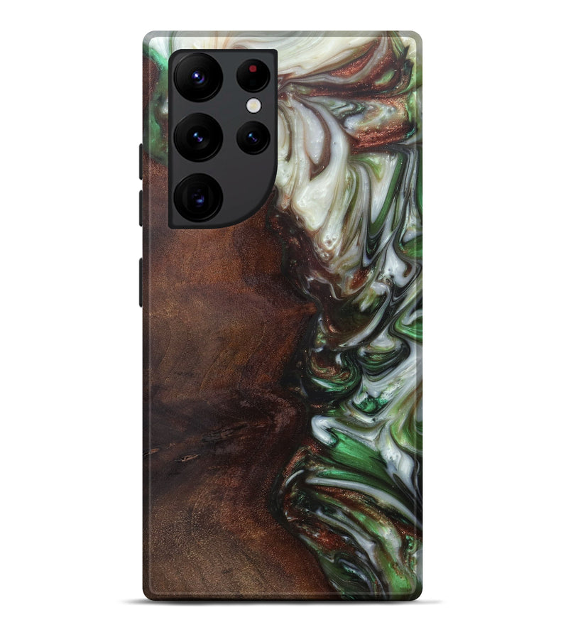 Galaxy S22 Ultra Wood+Resin Live Edge Phone Case - Berneta (Dark Green, 600528)