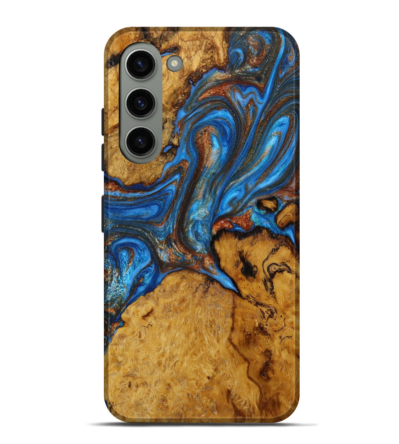 Galaxy S23 Plus Wood+Resin Live Edge Phone Case - Woodrow (Teal & Gold, 646732)