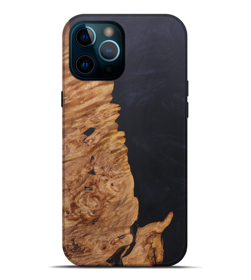 iPhone 12 Pro Max Wood+Resin Live Edge Phone Case - Mace (Pure Black, 607137)