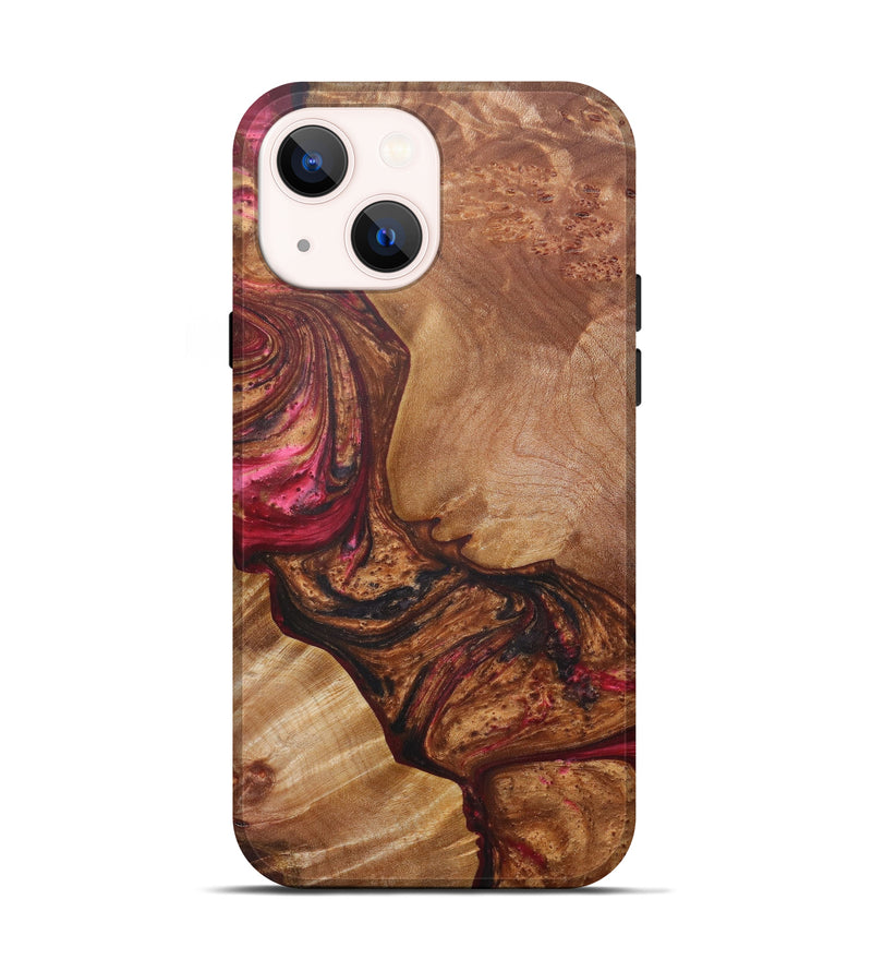 iPhone 13 Wood+Resin Live Edge Phone Case - Adan (Dark Red, 600124)