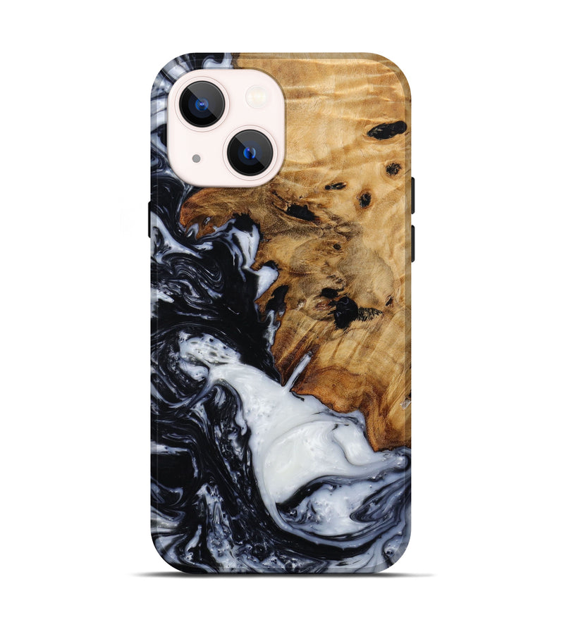 iPhone 13 Wood+Resin Live Edge Phone Case - Farrah (Black & White, 646496)