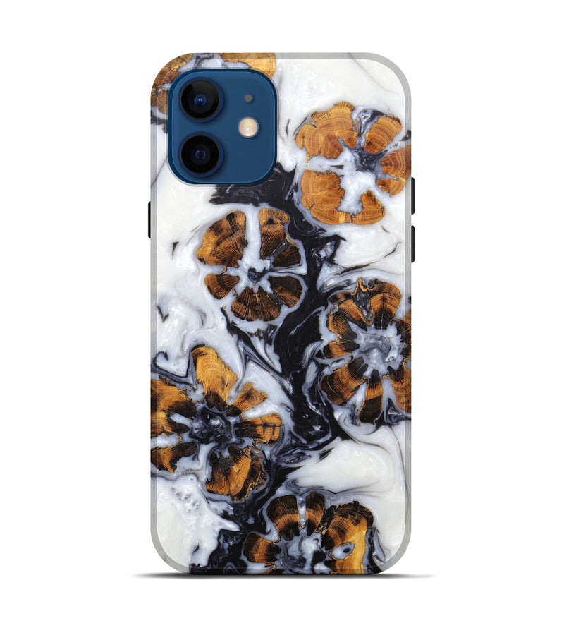 iPhone 12 Wood+Resin Live Edge Phone Case - Dianne (Black & White, 597058)