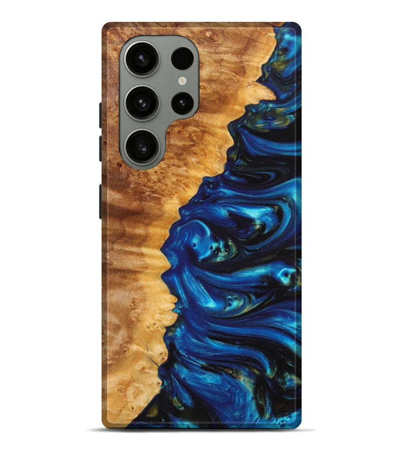 Galaxy S23 Ultra Wood+Resin Live Edge Phone Case - Rylen (Teal & Gold, 627373)