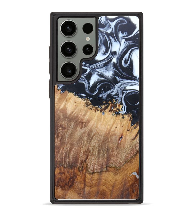 Galaxy S23 Ultra Wood+Resin Phone Case - Justina (Black & White, 624439)