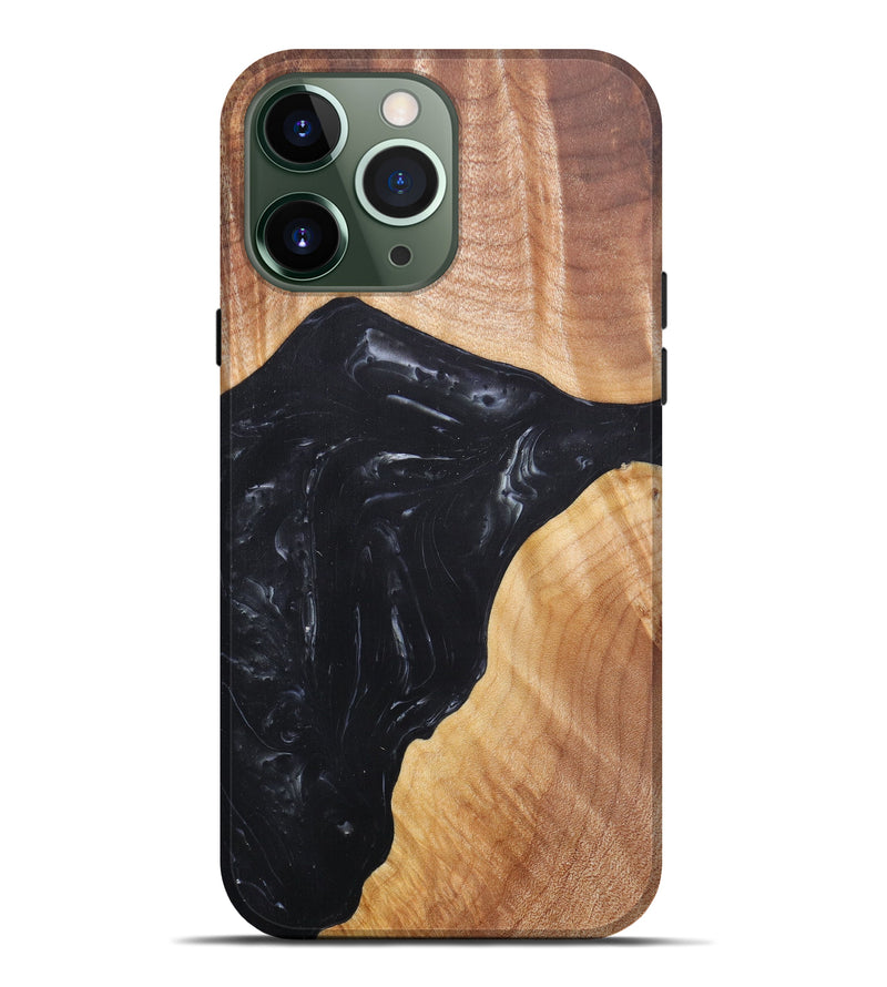 iPhone 13 Pro Max Wood+Resin Live Edge Phone Case - Kari (Pure Black, 603734)