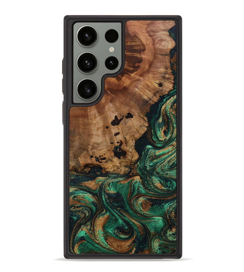 Galaxy S23 Ultra Wood+Resin Phone Case - Mercedes (Green, 644748)