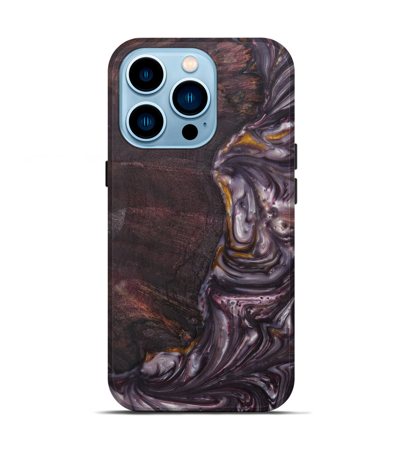 iPhone 14 Pro Wood+Resin Live Edge Phone Case - Violette (Dark Red, 599151)