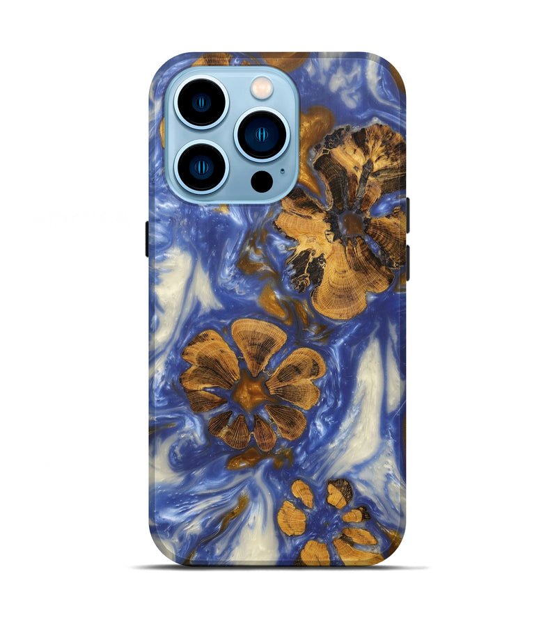 iPhone 14 Pro Wood+Resin Live Edge Phone Case - Ardeen (Light Blue, 596349)