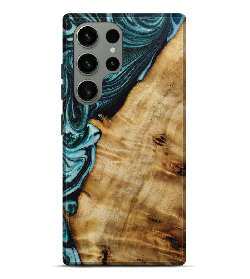 Galaxy S23 Ultra Wood+Resin Live Edge Phone Case - Gwen (Green, 647823)