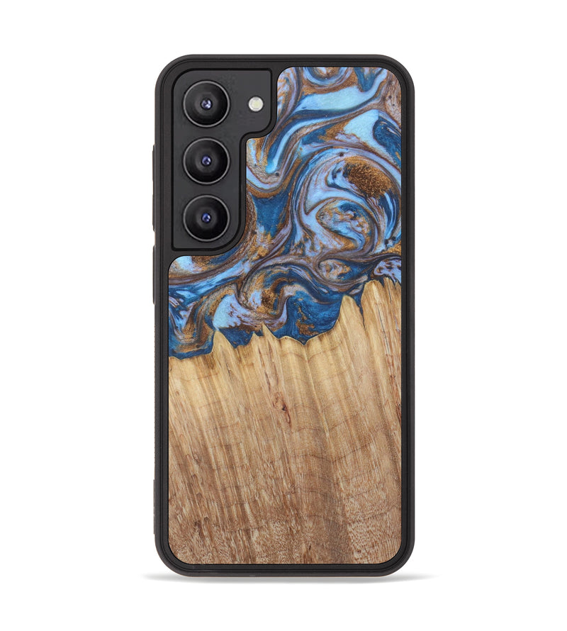 Galaxy S23 Wood+Resin Phone Case - Sylvie (Teal & Gold, 622211)