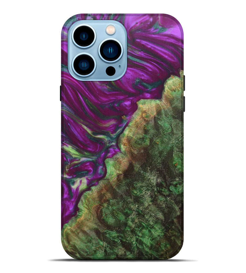 iPhone 14 Pro Max Wood+Resin Live Edge Phone Case - Destinee (Purple, 641023)