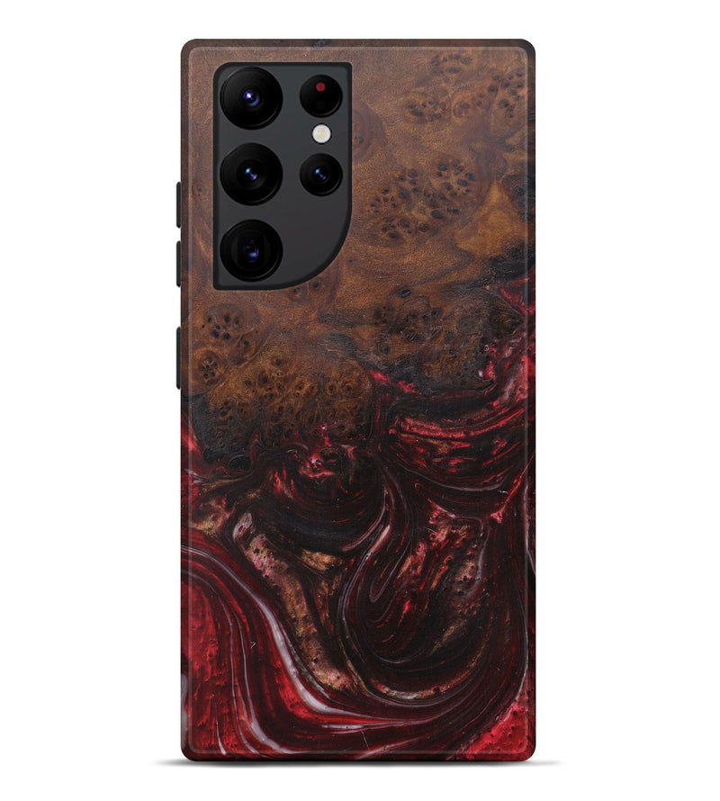 Galaxy S22 Ultra Wood+Resin Live Edge Phone Case - Christi (Dark Red, 592359)