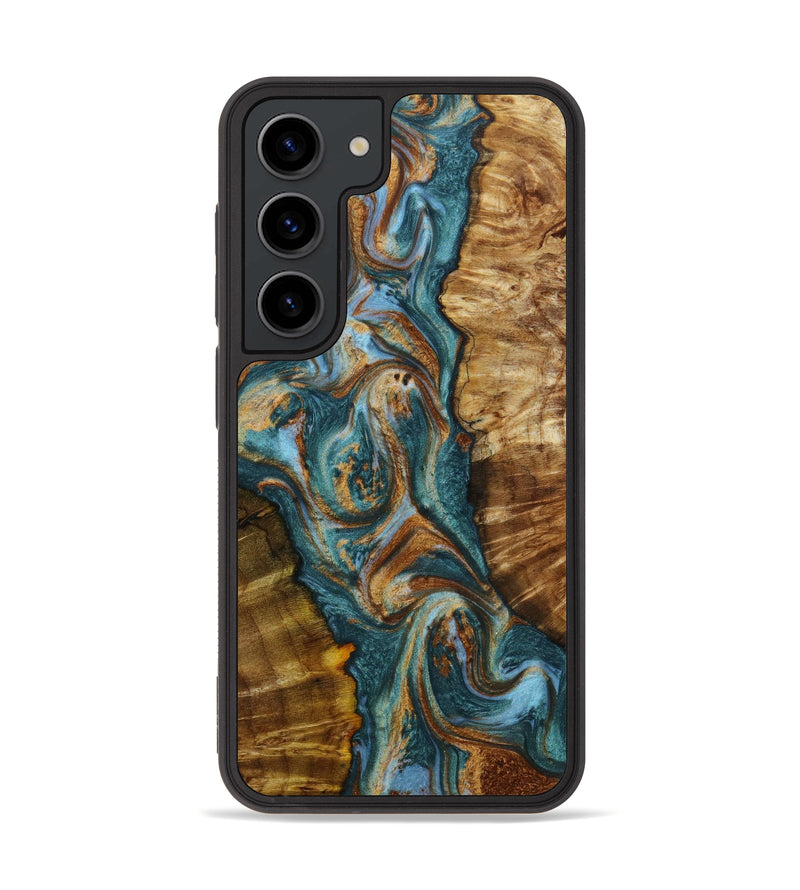 Galaxy S23 Wood+Resin Phone Case - Cristian (Teal & Gold, 647216)
