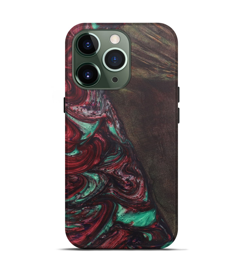 iPhone 13 Pro Wood+Resin Live Edge Phone Case - Teirtza (Dark Red, 579149)