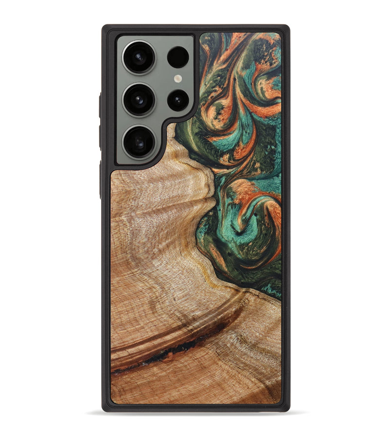 Galaxy S23 Ultra Wood+Resin Phone Case - August (Green, 626389)