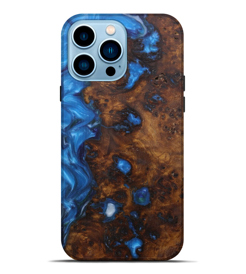 iPhone 14 Pro Max Wood+Resin Live Edge Phone Case - Dolley (Light Blue, 593340)