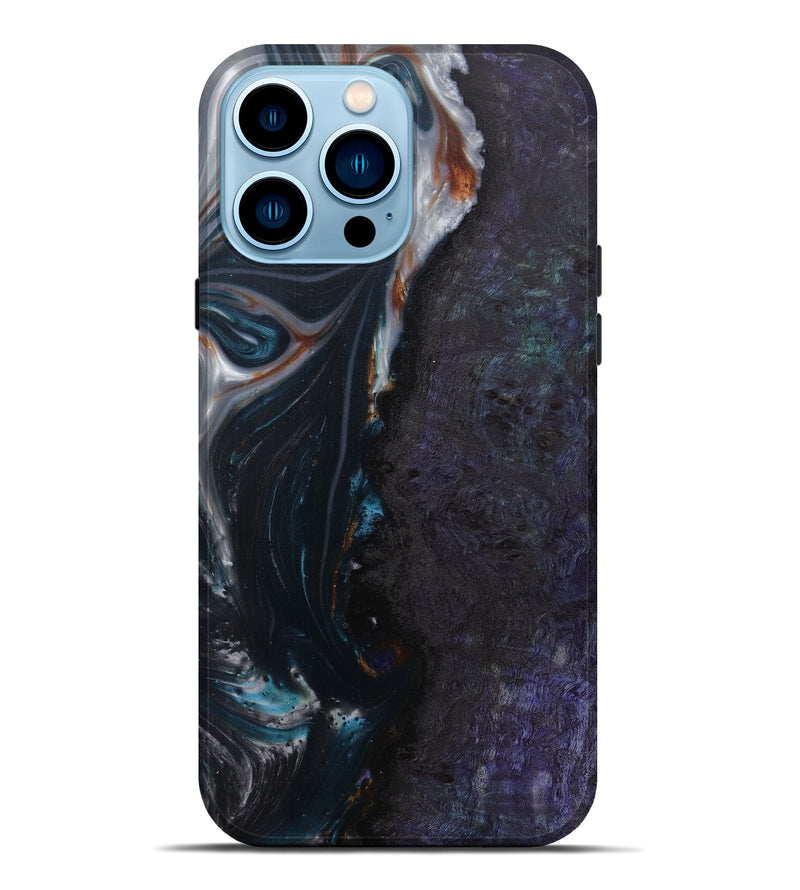 iPhone 14 Pro Max Wood+Resin Live Edge Phone Case - Shaylyn (Dark Green, 585580)