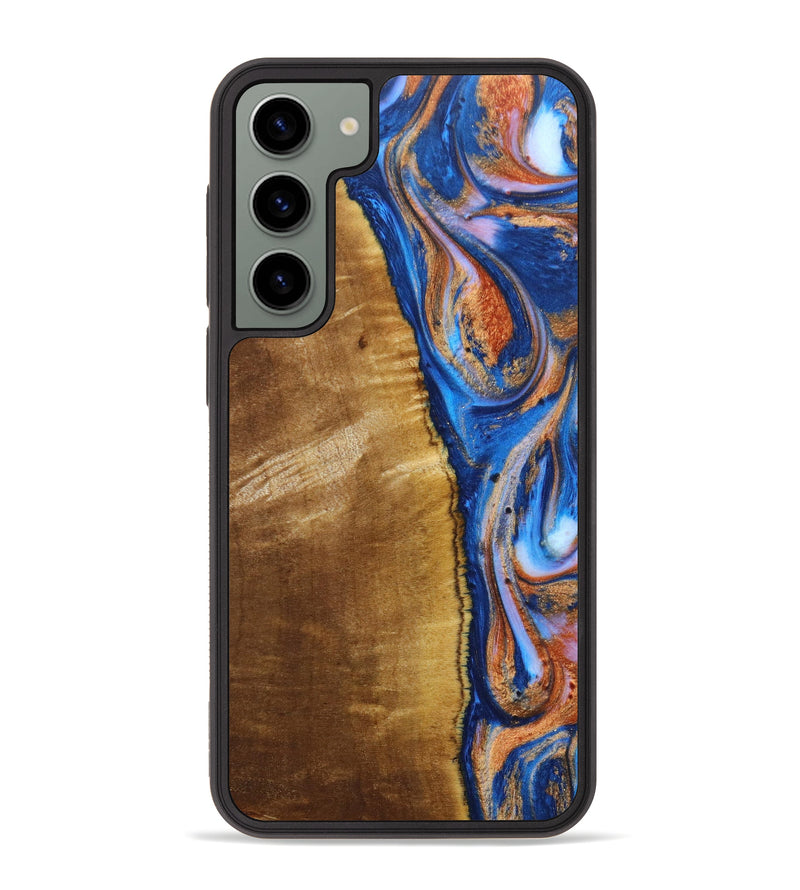 Galaxy S23 Plus Wood+Resin Phone Case - Dean (Teal & Gold, 638858)