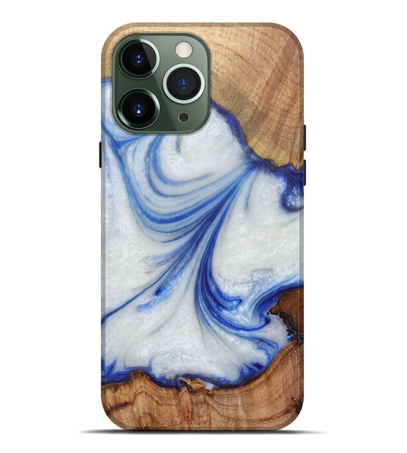 iPhone 13 Pro Max Wood+Resin Live Edge Phone Case - Vaughn (Light Blue, 586740)