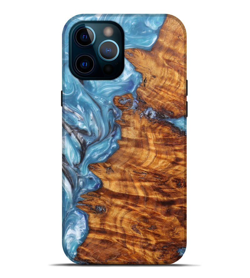 iPhone 12 Pro Max Wood+Resin Live Edge Phone Case - Cosette (Light Blue, 605188)