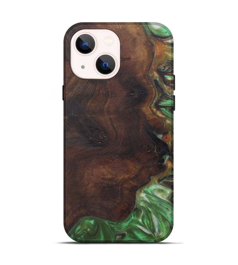 iPhone 14 Wood+Resin Live Edge Phone Case - Kym (Dark Green, 602503)