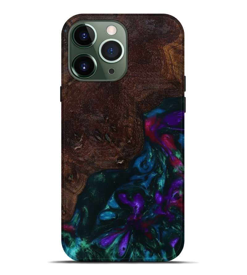 iPhone 13 Pro Max Wood+Resin Live Edge Phone Case - Kaidence (Dark Green, 610664)