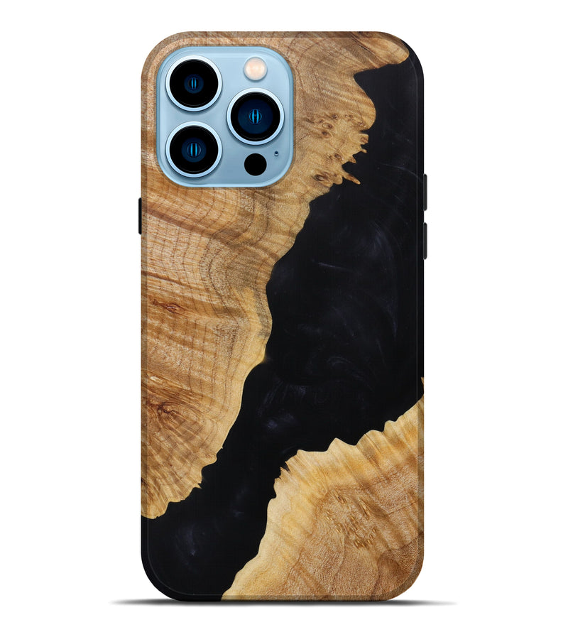 iPhone 14 Pro Max Wood+Resin Live Edge Phone Case - Norris (Pure Black, 613375)