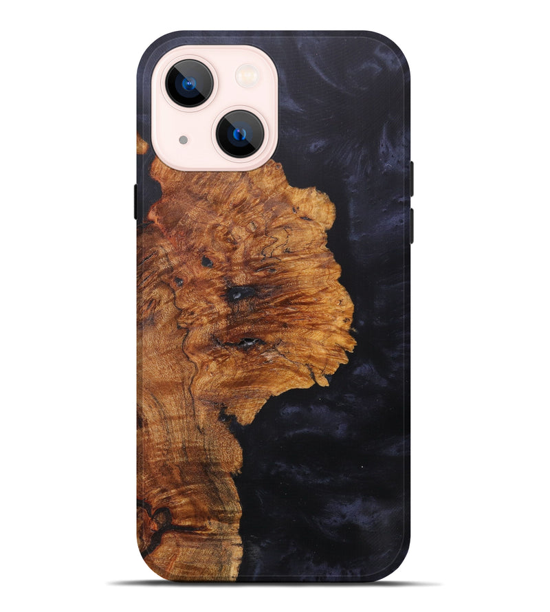 iPhone 14 Plus Wood+Resin Live Edge Phone Case - Blaze (Pure Black, 616640)