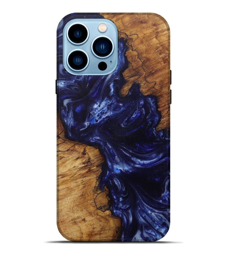 iPhone 14 Pro Max Wood+Resin Live Edge Phone Case - Billy (Dark Blue, 585576)