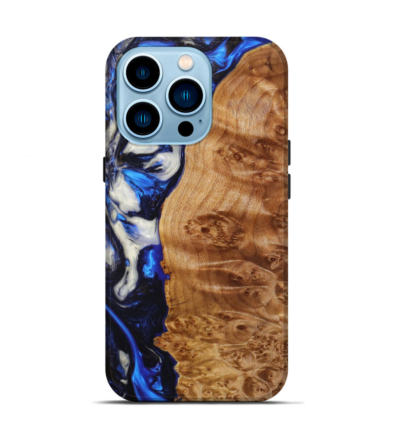 iPhone 14 Pro Wood+Resin Live Edge Phone Case - Jax (Blue, 639352)